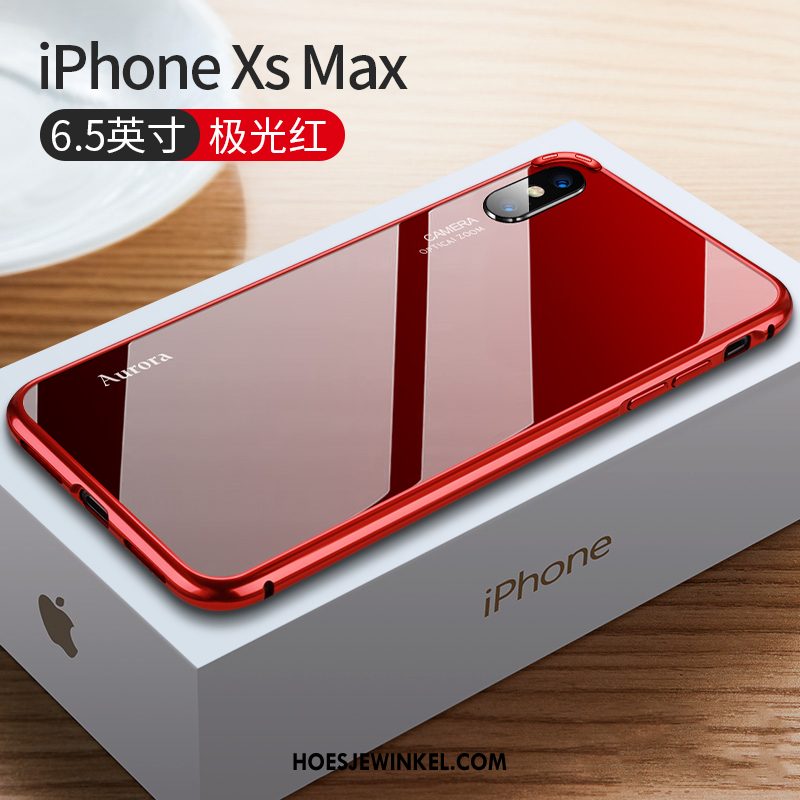 iPhone Xs Max Hoesje Rood Mobiele Telefoon Net Red, iPhone Xs Max Hoesje Omlijsting Glas