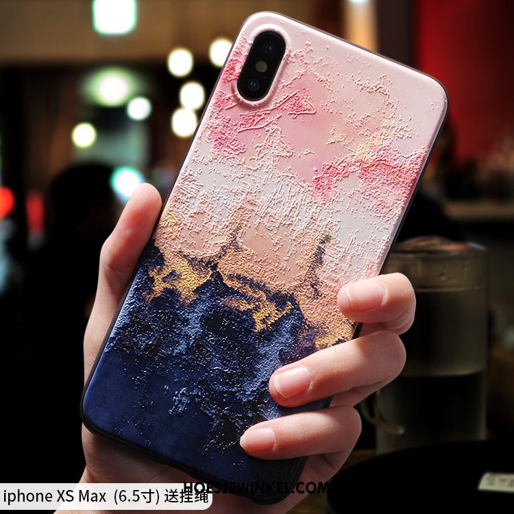 iPhone Xs Max Hoesje Siliconen Bescherming Trendy Merk, iPhone Xs Max Hoesje Schrobben Zacht