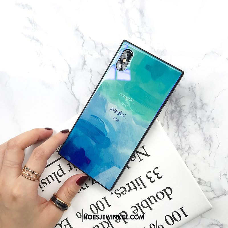 iPhone Xs Max Hoesje Vierkante Lovers All Inclusive, iPhone Xs Max Hoesje Blauw Mobiele Telefoon