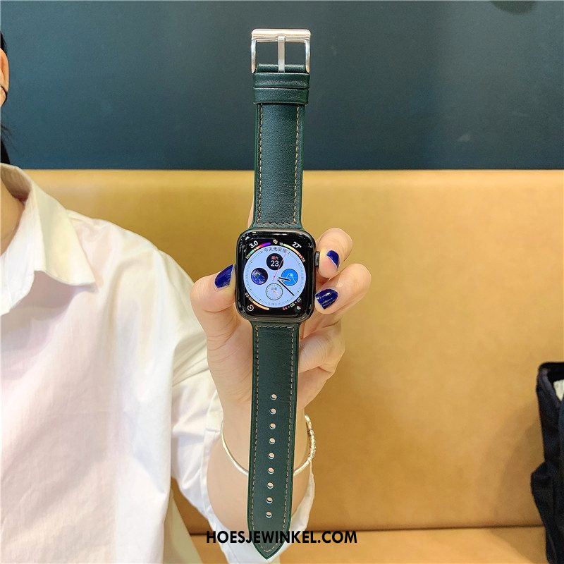 Apple Watch Series 5 Hoesje Groen Siliconen Leer, Apple Watch Series 5 Hoesje