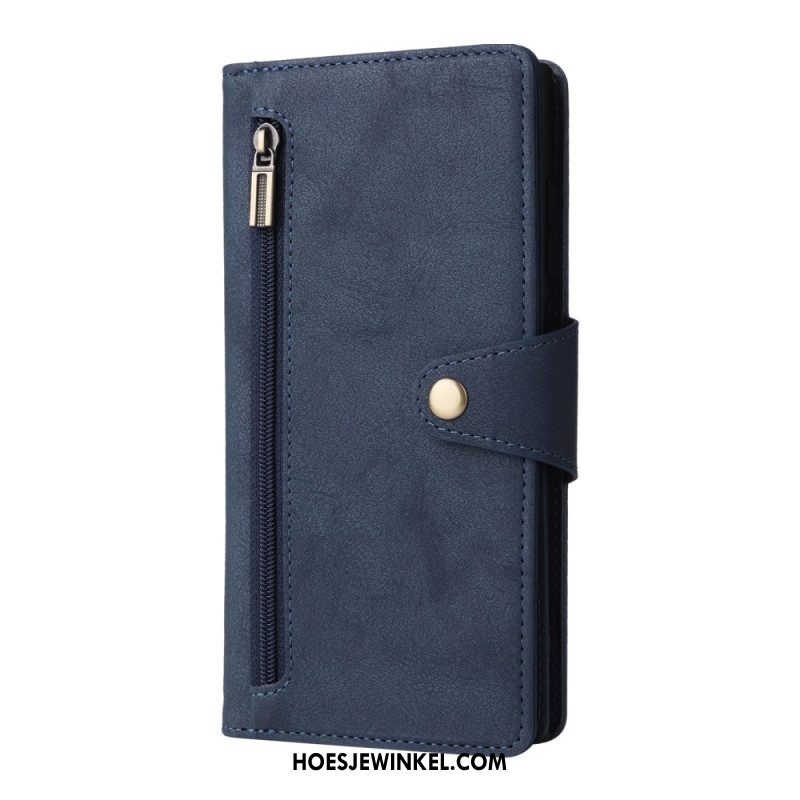 Bescherming Hoesje Samsung Galaxy S25 Ultra 5g Suède-effect Portemonnee Met Riem