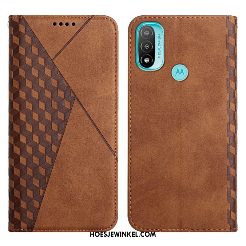 Bescherming Hoesje voor Moto E40 / E30 / E20 Folio-hoesje Geo Leereffect