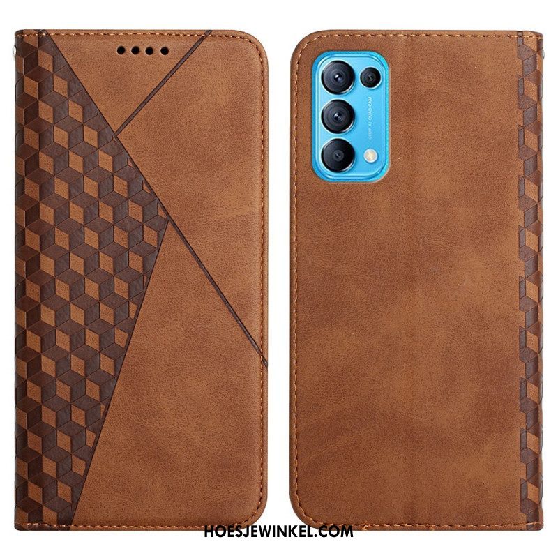 Bescherming Hoesje voor Oppo Find X3 Lite Folio-hoesje Geo Leereffect