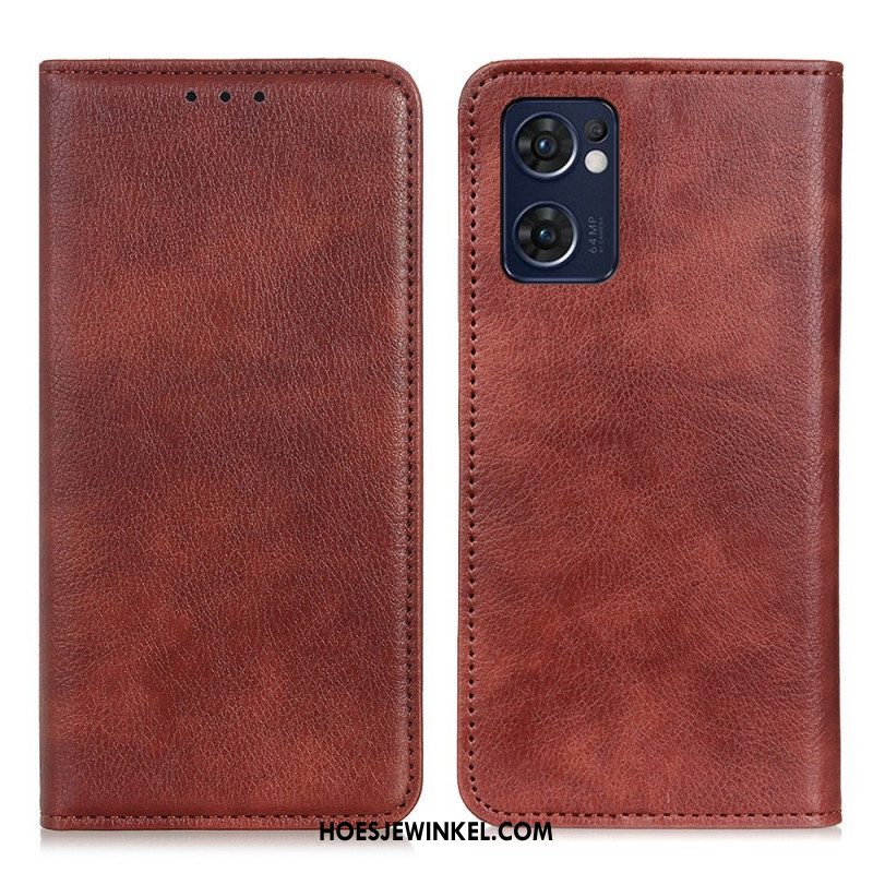 Bescherming Hoesje voor Oppo Find X5 Lite Folio-hoesje Lychee Splitleer