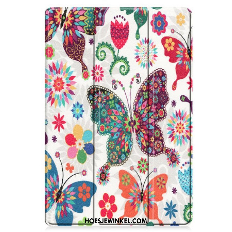 Bescherming Hoesje voor Samsung Galaxy Tab S7 FE Vintage Bloem Pennenhouder