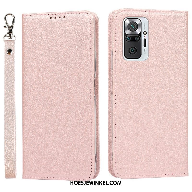 Bescherming Hoesje voor Xiaomi Redmi Note 10 Pro Folio-hoesje Zachte Lederen Stijl Met Riem