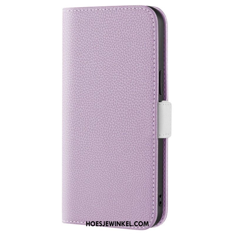 Bescherming Hoesje voor iPhone 14 Folio-hoesje Lychee Kunstleer