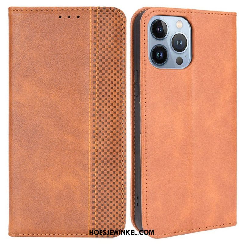 Bescherming Hoesje voor iPhone 14 Plus Folio-hoesje Gestileerd Vintage Leereffect