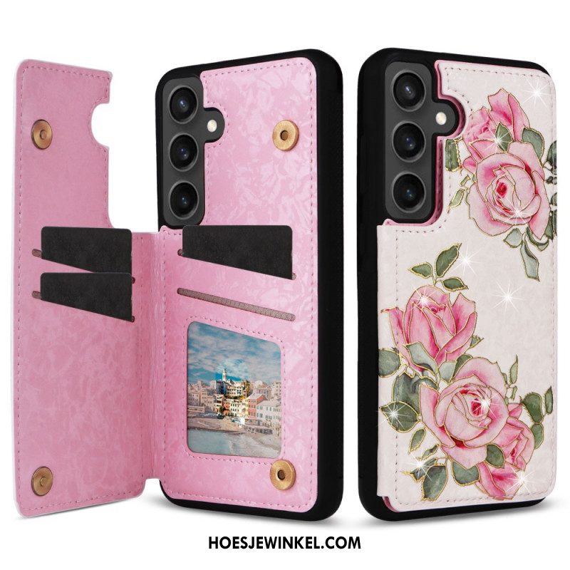 Case Hoesje Samsung Galaxy S25 Fe Telefoonhoesje Kaarthouder Met Bloemenmotief