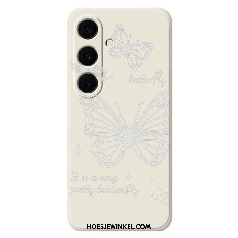 Case Hoesje Samsung Galaxy S25 Fe Telefoonhoesje Siliconen Met Witte Vlinder