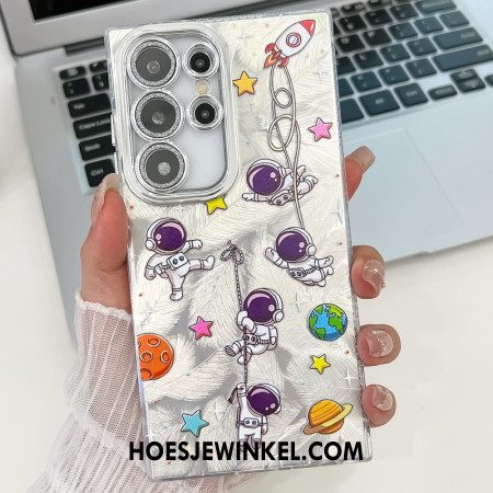 Case Hoesje Samsung Galaxy S25 Ultra 5g Telefoonhoesje Astronaut Met Lensbeschermer