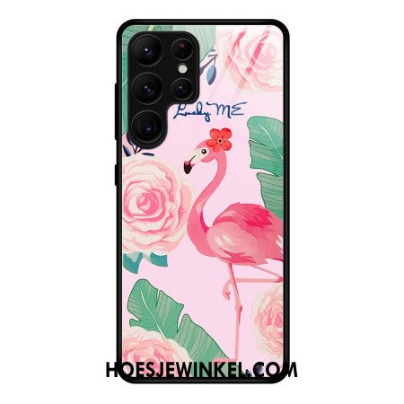 Case Hoesje Samsung Galaxy S25 Ultra 5g Telefoonhoesje Flamingo Van Gehard Glas
