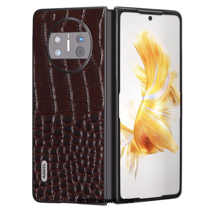 Cover Hoesje Huawei Mate X3 Telefoonhoesje Echt Krokodillenleerstijl Abeel