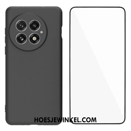 Cover Hoesje Oneplus 13 Telefoonhoesje 2-in-1 Matte Siliconen Met Schermbeschermer Van Gehard Glas