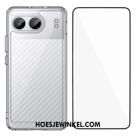 Cover Hoesje Oneplus Nord 4 Telefoonhoesje Transparant Met Gehard Glazen Schermbeschermer