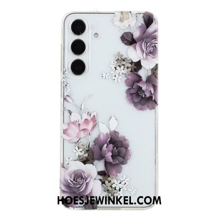 Cover Hoesje Samsung Galaxy A17 4g / 5g Telefoonhoesje Paars Pioenrozen