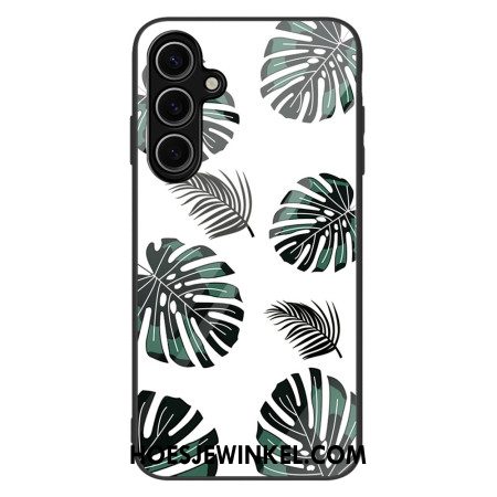 Cover Hoesje Samsung Galaxy S25 5g Telefoonhoesje Bladpatroon Gehard Glas