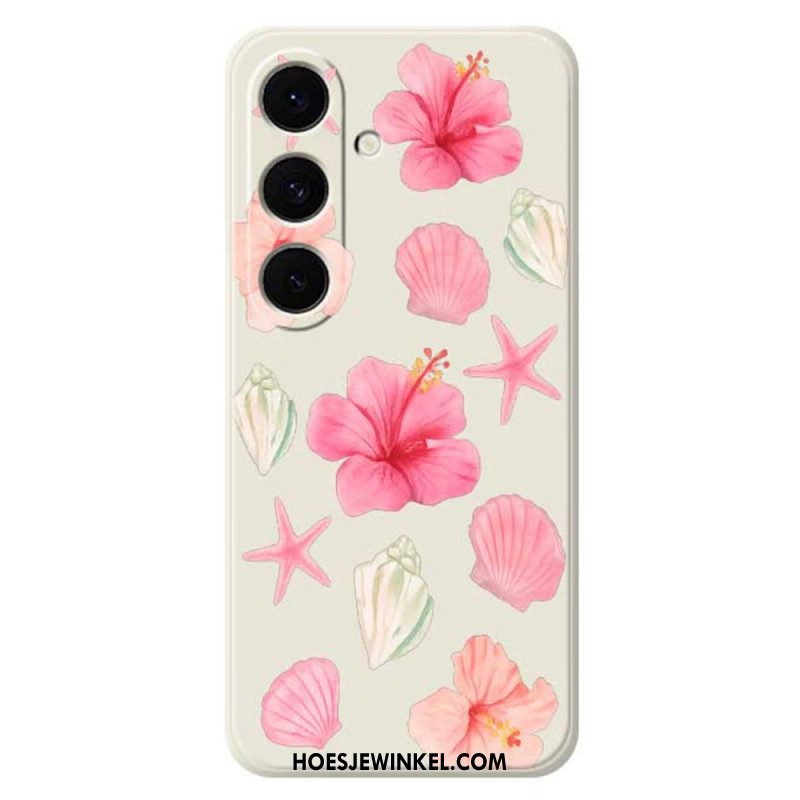 Cover Hoesje Samsung Galaxy S25 Fe Telefoonhoesje Siliconen Met Bloemen En Schelpen