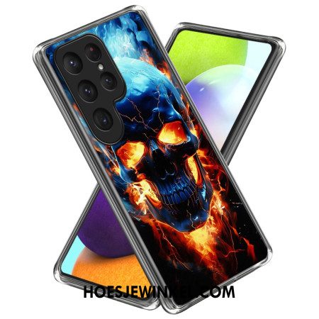 Cover Hoesje Samsung Galaxy S25 Ultra 5g Telefoonhoesje Vlammende Schedel