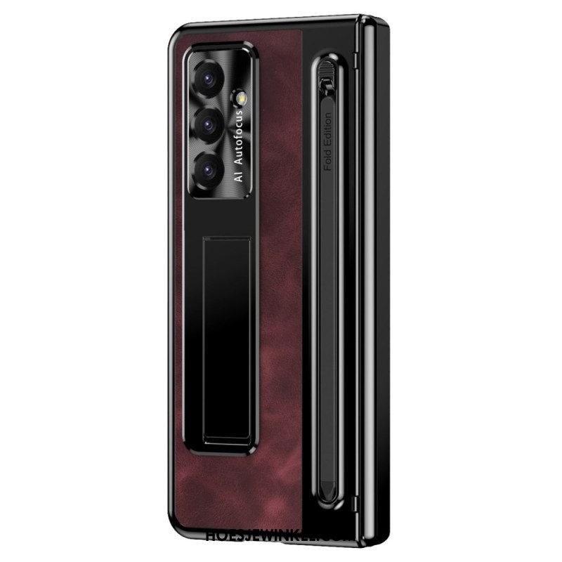 Cover Hoesje Samsung Galaxy Z Fold 7 Telefoonhoesje Standaard Met Lederlook En Stylushouder