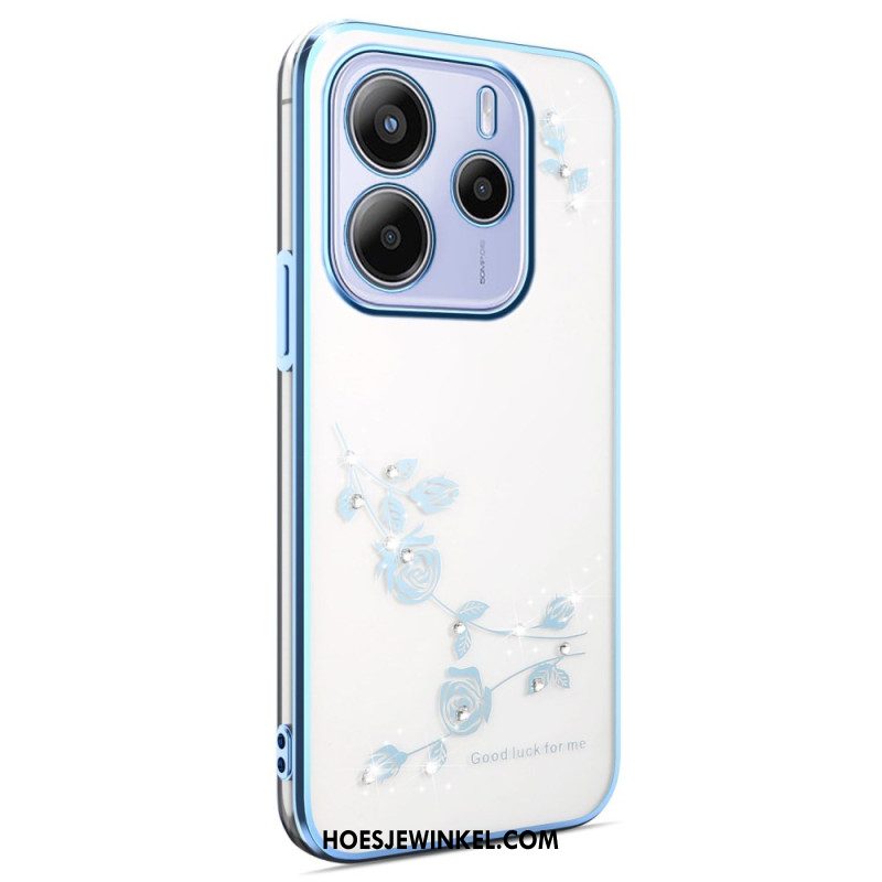 Cover Hoesje Xiaomi Redmi Note 14 4g Telefoonhoesje Strass-steentjes En Bloemen