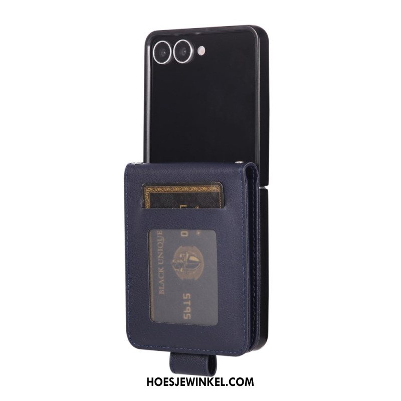 Cover Samsung Galaxy Z Flip 7 Kaarthouder Van Imitatieleer