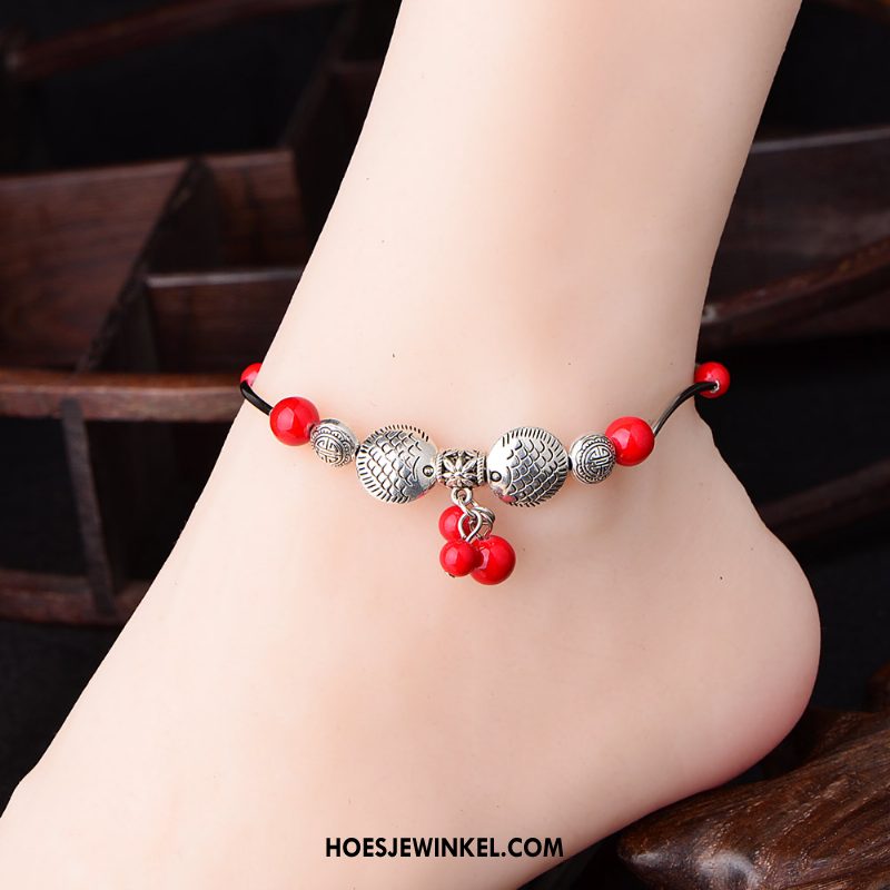 Enkelbandjes Dames Accessoires Grote Maten Vrouwen, Enkelbandjes Kunst Vintage Rot Silber