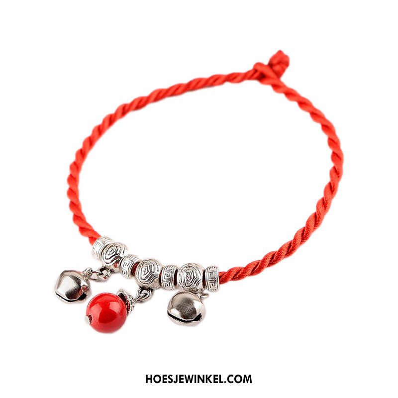 Enkelbandjes Dames Accessoires Vintage Vrouwen, Enkelbandjes Eenvoudig Weven Rot Silber