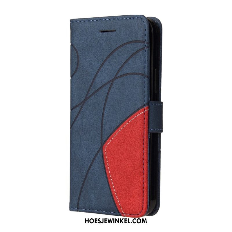 Flip Case Leren Oneplus Nord 4 Tweekleurige Golvende Lijn