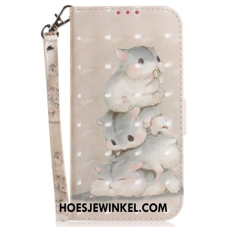 Flip Case Leren Oneplus Nord 5 Hamsters Met Bandjes