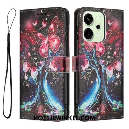 Flip Case Leren Oppo Reno 14 5g Vlinderprint