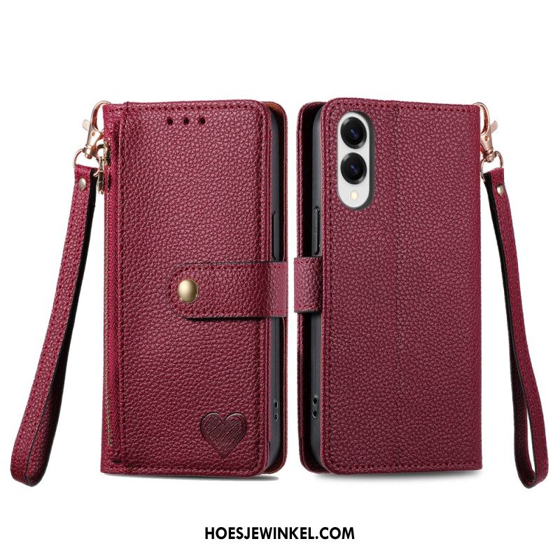 Flip Case Leren Samsung Galaxy S25 5g Edge Rfid-hartontwerp