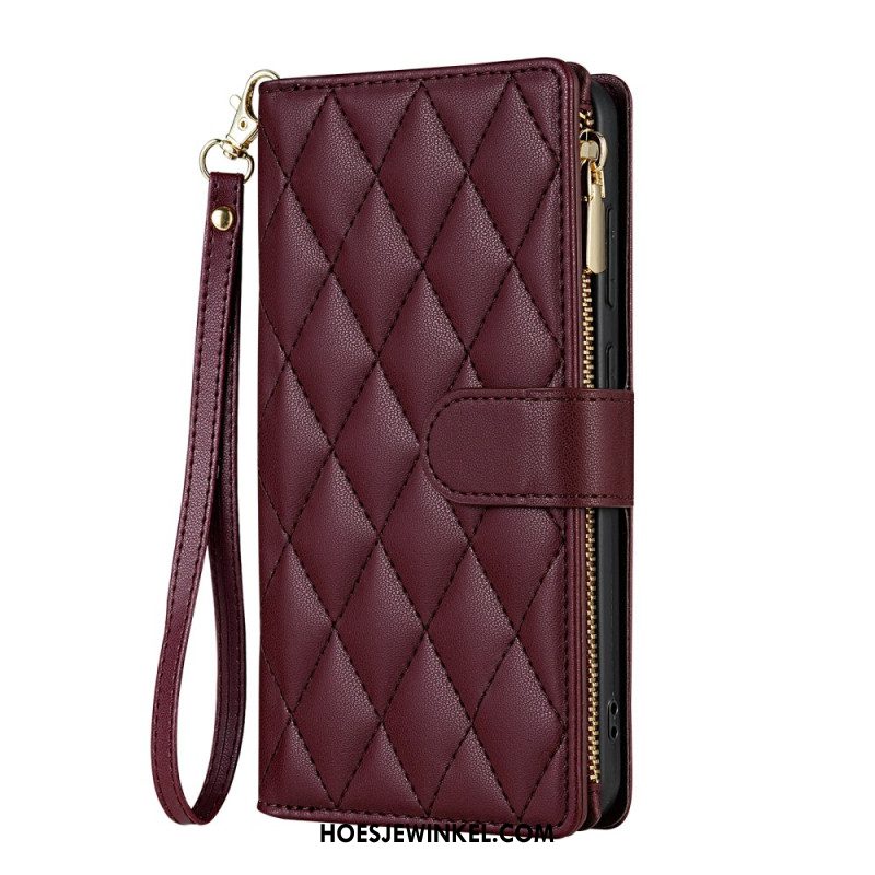 Flip Case Leren Samsung Galaxy S26 Gewatteerd Met Verstelbare Schouderband