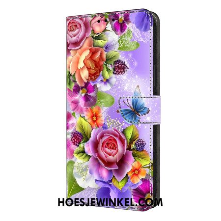 Flip Case Leren Samsung Galaxy S26 Plus Schitterende Bloemen