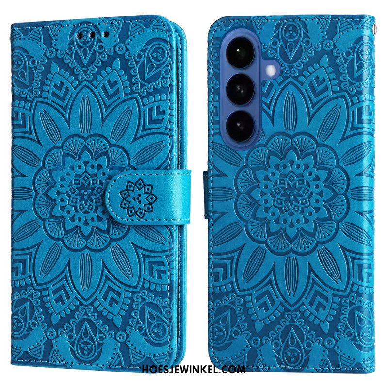 Flip Case Leren Samsung Galaxy S26 Zonnebloempatroon