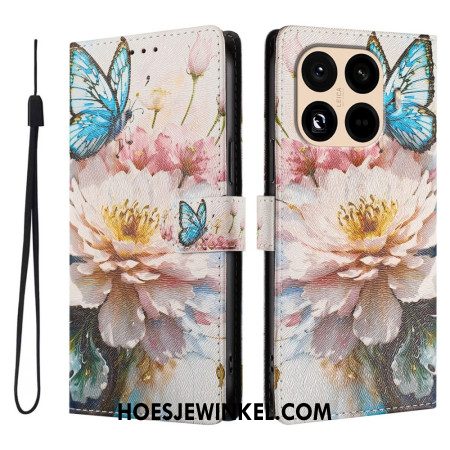 Flip Case Leren Xiaomi 15t Pro Bloem En Vlinder
