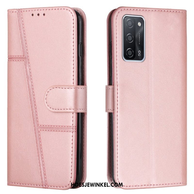 Flip Case voor Oppo A16 / A16s Met Ketting Geo-leereffect Met Bandjes