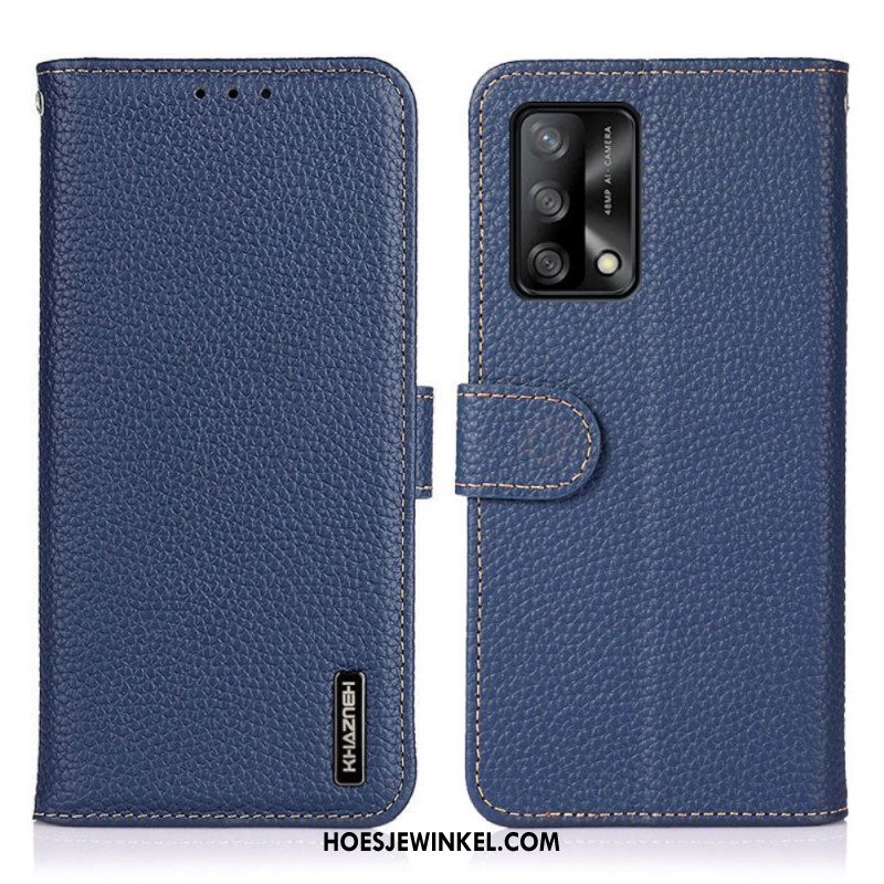 Flip Case voor Oppo A74 4G Echt Khazneh Litchi Leer