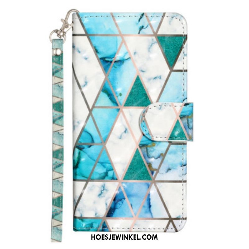 Flip Case voor Samsung Galaxy A14 / A14 5G Met Ketting Imitatie Lakleer