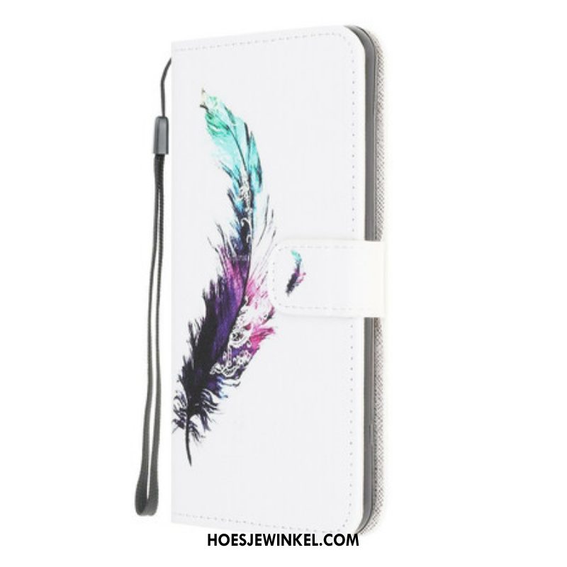 Flip Case voor Samsung Galaxy A42 5G Met Ketting Veer Met Koord