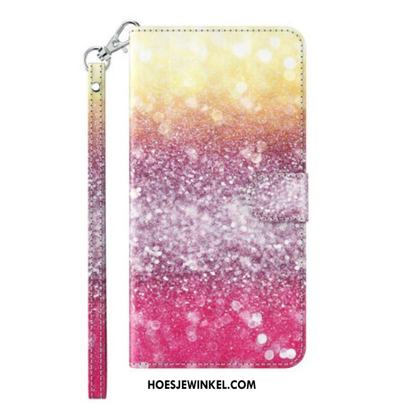 Flip Case voor Samsung Galaxy M12 / A12 Magenta Glitterverloop