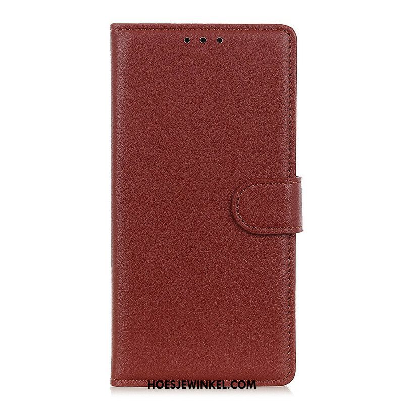 Flip Case voor Samsung Galaxy S21 5G Traditioneel Litchi Kunstleer