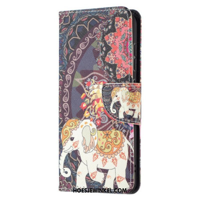 Flip Case voor Samsung Galaxy S21 FE Etnische Olifanten Mandala