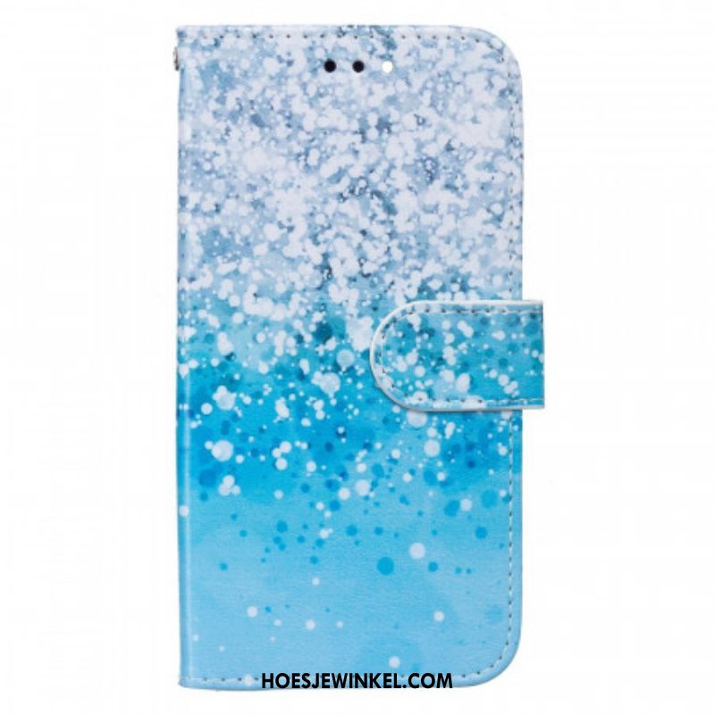 Flip Case voor Samsung Galaxy S22 5G Blauw Glitterverloop