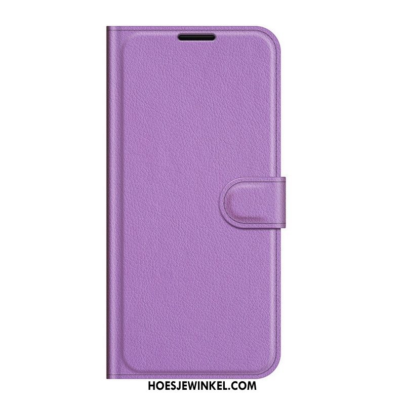 Flip Case voor Samsung Galaxy S22 5G Klassiek Litchi-leereffect