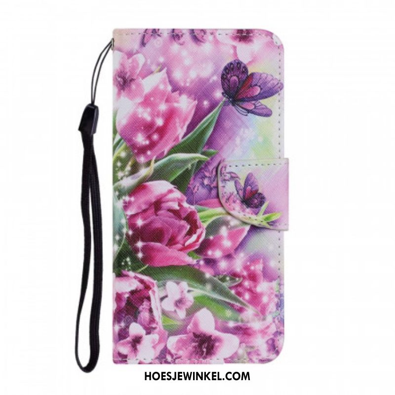 Flip Case voor Samsung Galaxy S22 Plus 5G Vlinders En Tulpen