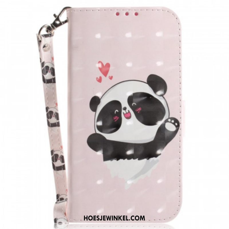 Flip Case voor Sony Xperia 1 IV Met Ketting Kleine Panda Met Riem