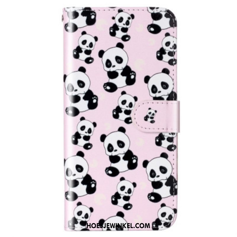 Flip Case voor Xiaomi 12 Lite Met Ketting Panda's Met Bandjes