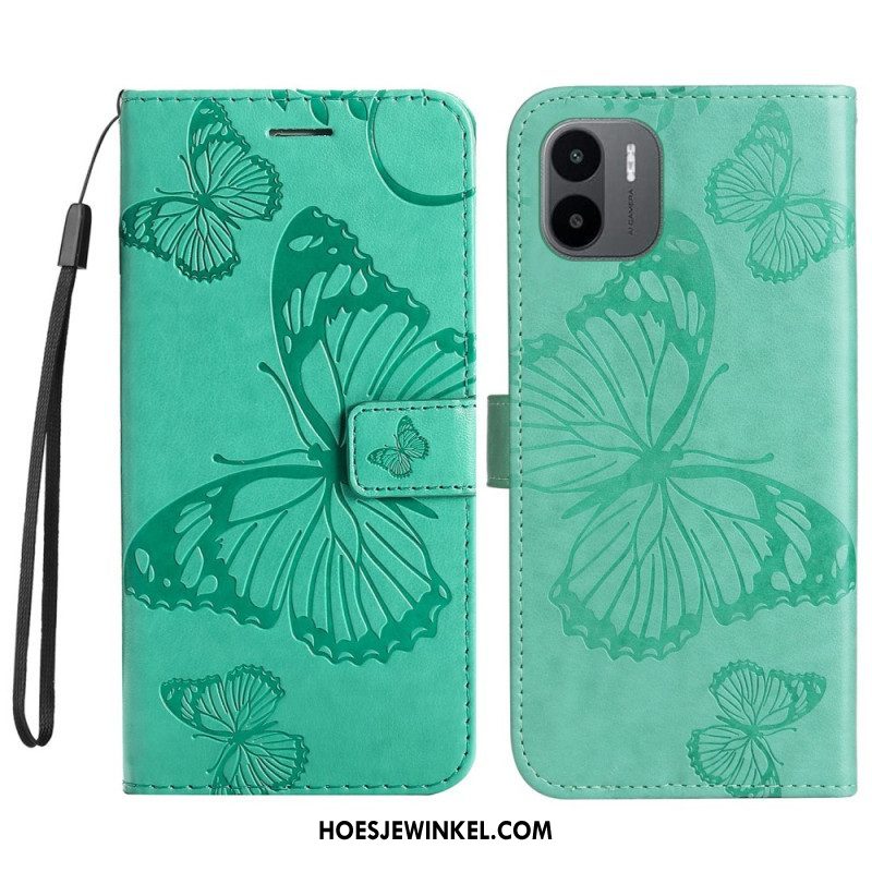 Flip Case voor Xiaomi Redmi A1 Met Ketting Gigantische Riemvlinders