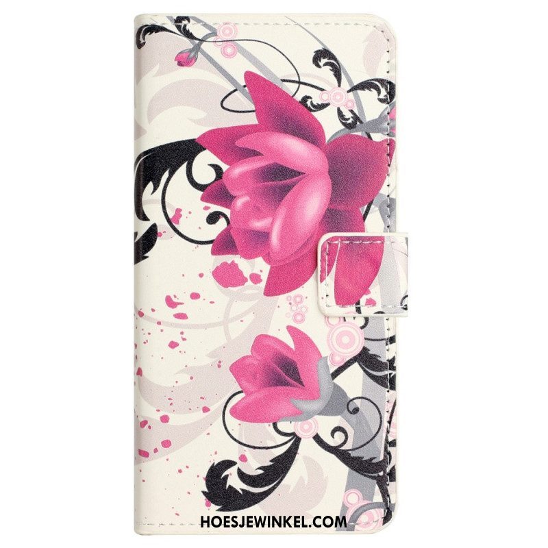 Flip Case voor Xiaomi Redmi Note 12 4G Tropische Bloemen